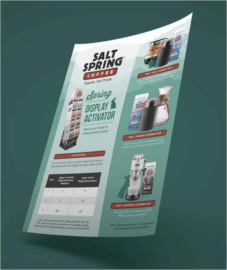 Salt Spring Coffee grocery store promotional flyer