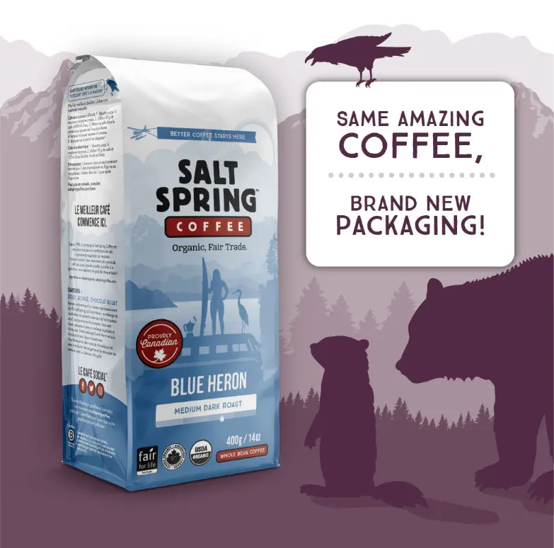 Social media advertisement for Salt Spring Coffee product promotion