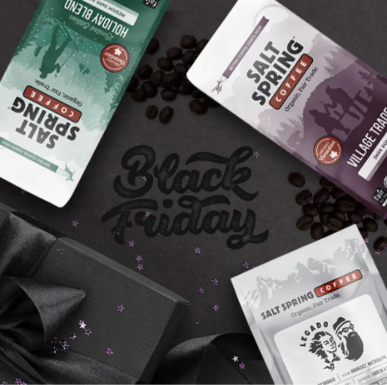 Black Friday social media promotion for Salt Spring Coffee