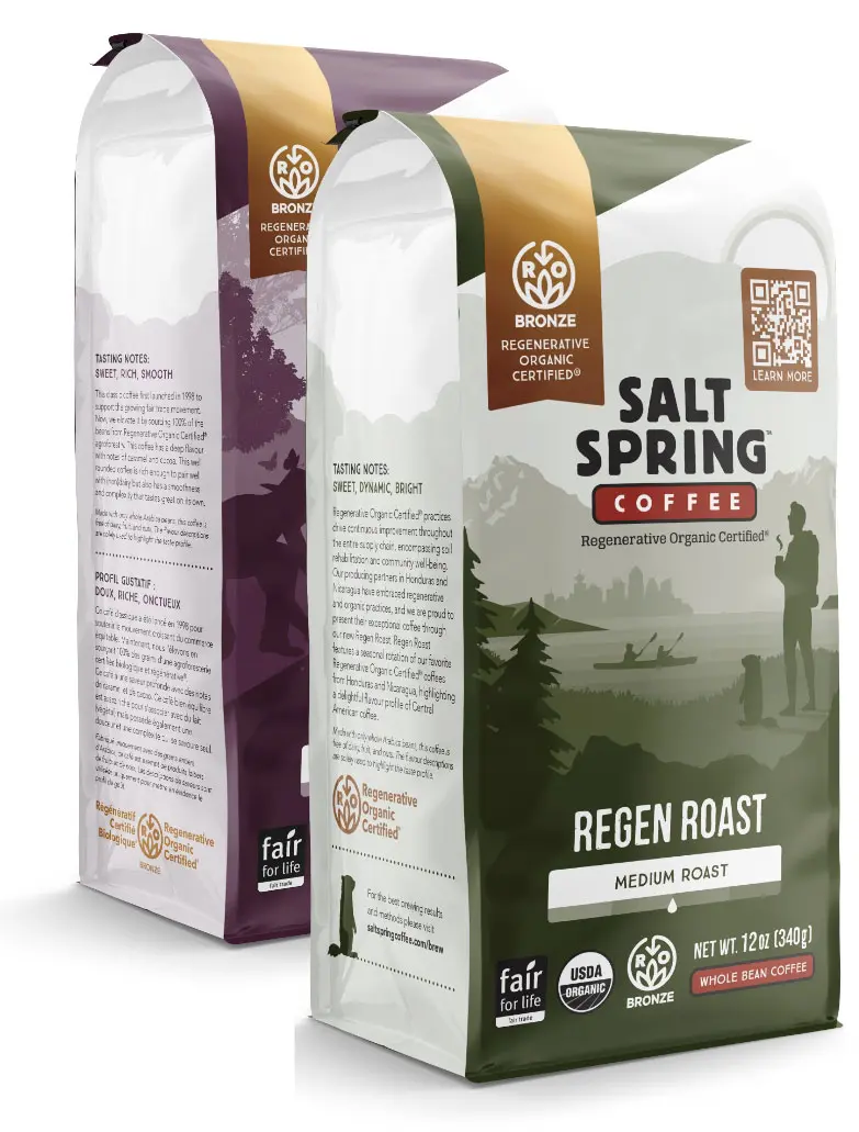 Salt Spring Coffee Regenerative Organic Certified coffee packaging design
