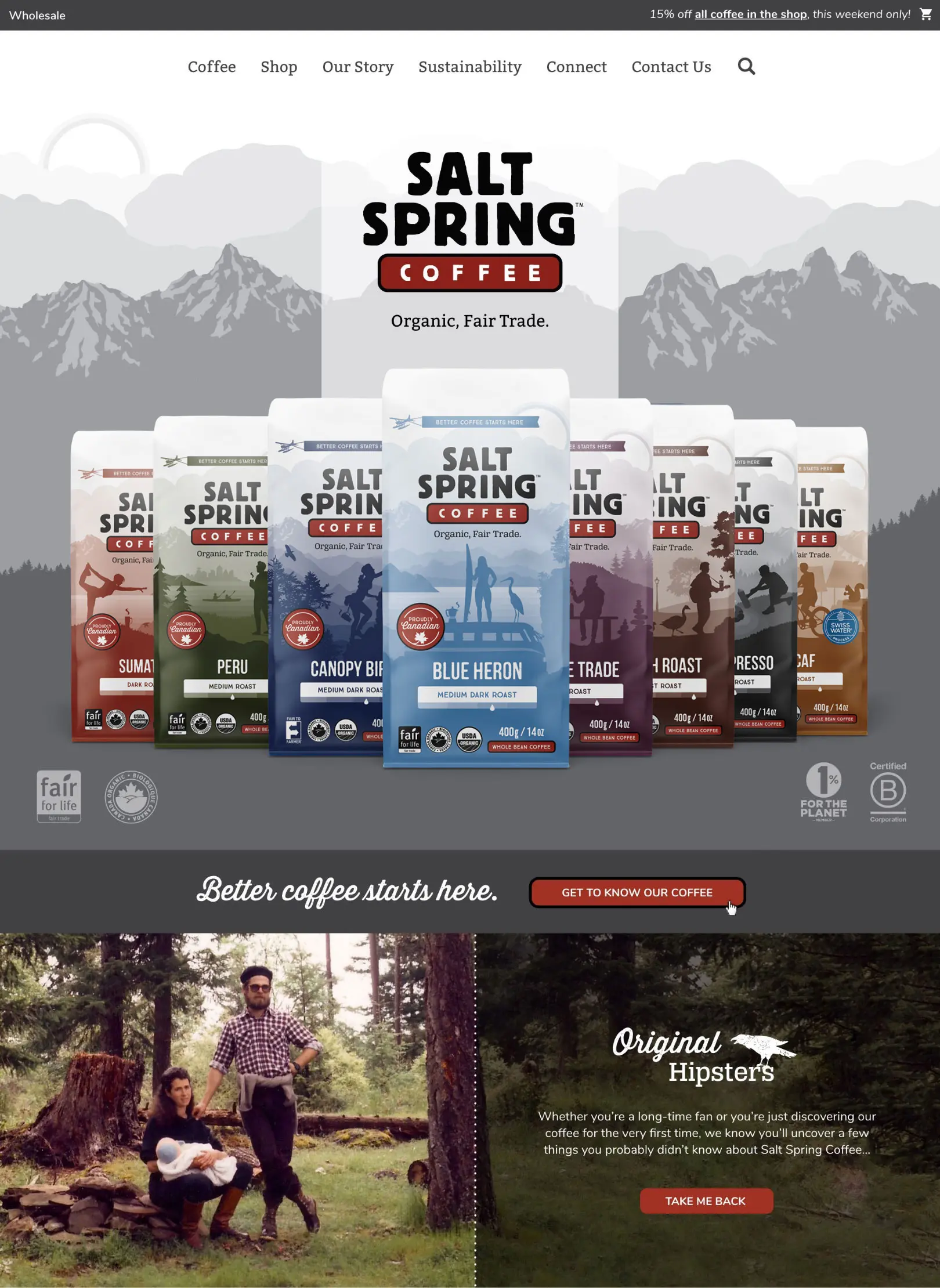 Salt Spring Coffee website homepage design