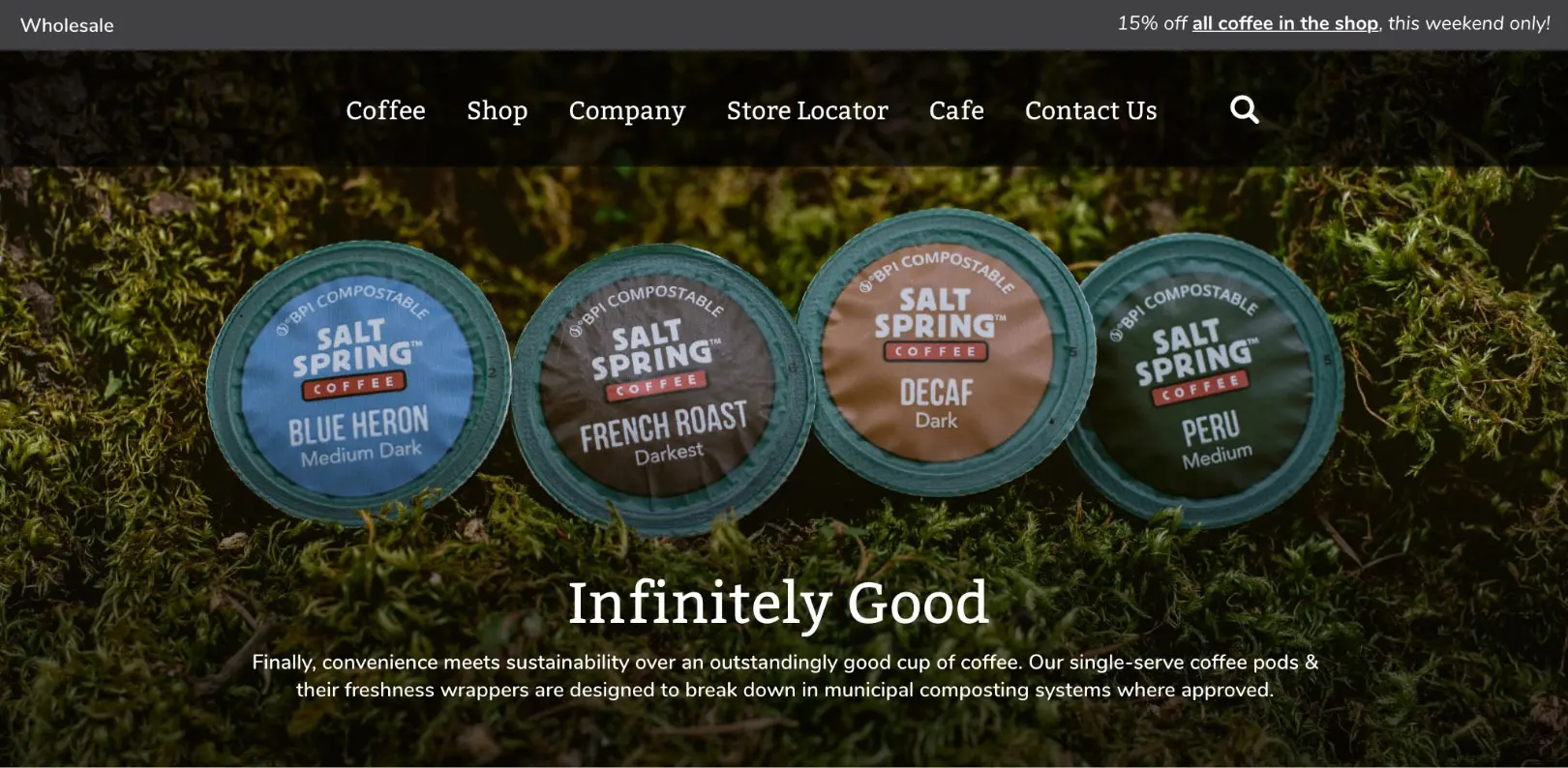 Salt Spring Coffee website homepage design