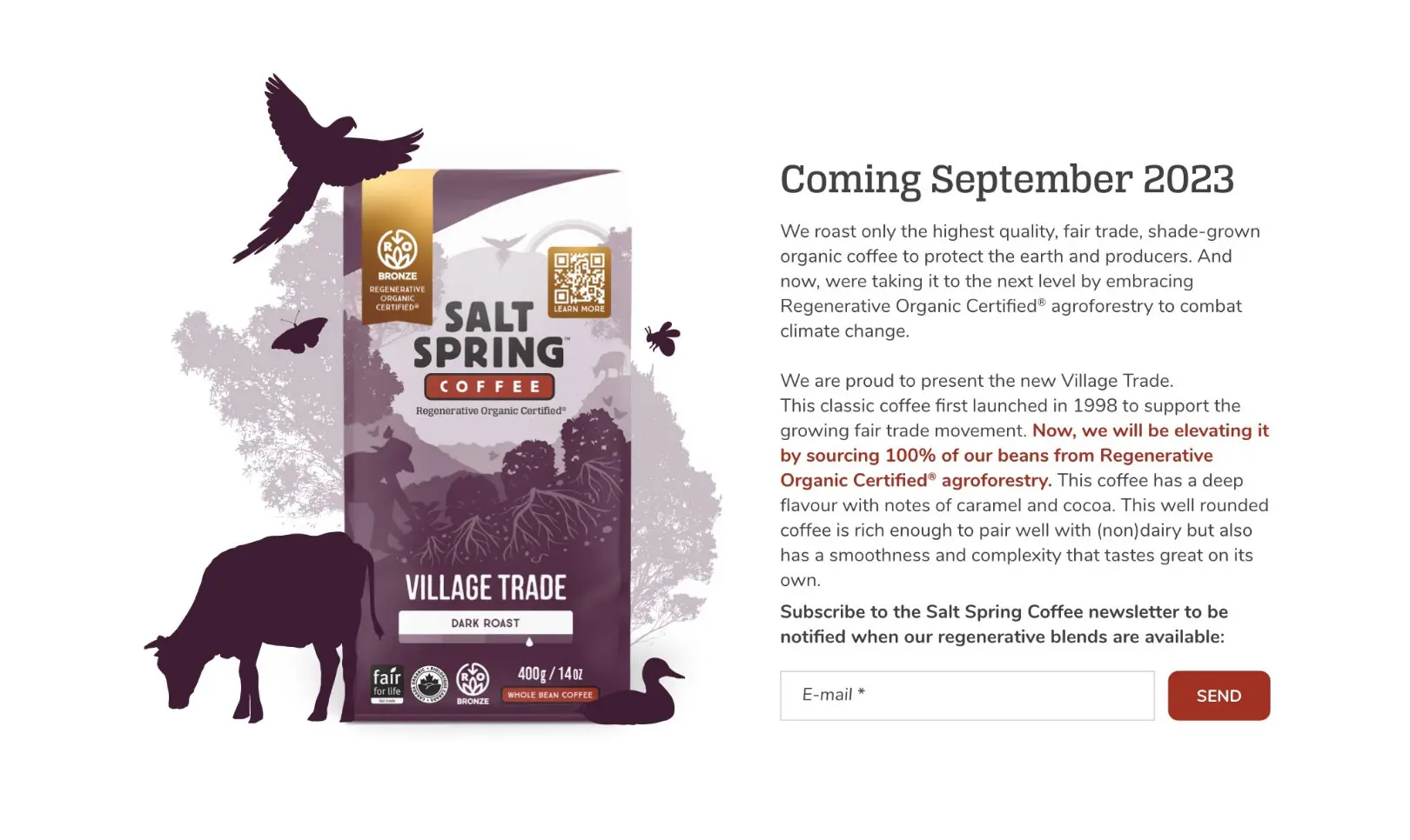 Salt Spring Coffee website homepage design