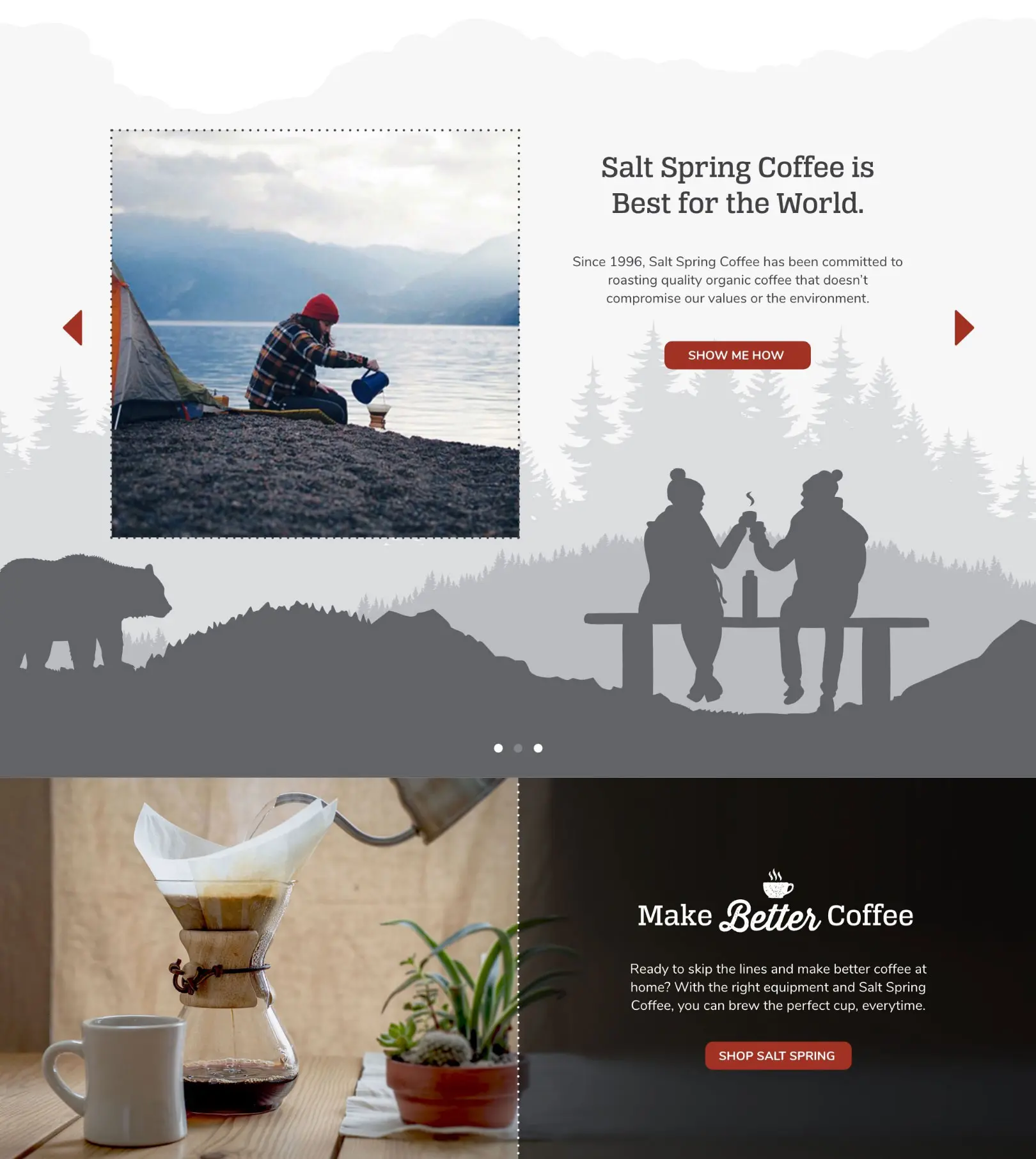 Salt Spring Coffee website homepage slider design