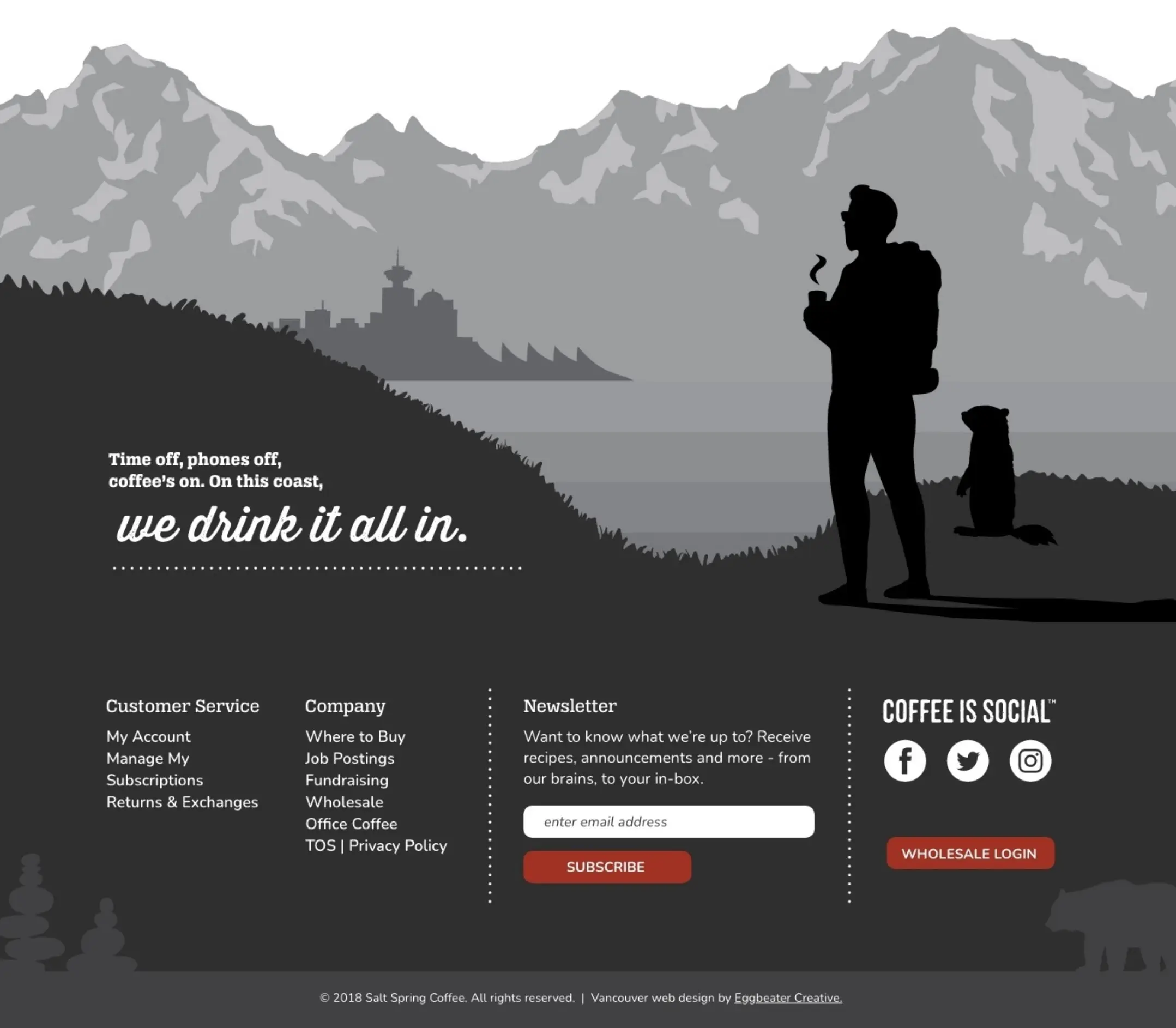 Salt Spring Coffee website footer design