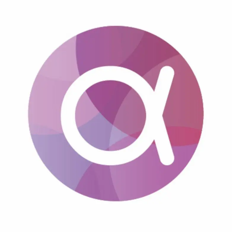 Abdera Therapeutics circular brand icon with alpha symbol