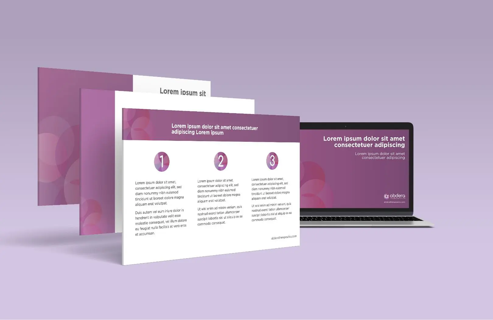 Abdera Therapeutics branded presentation and marketing materials