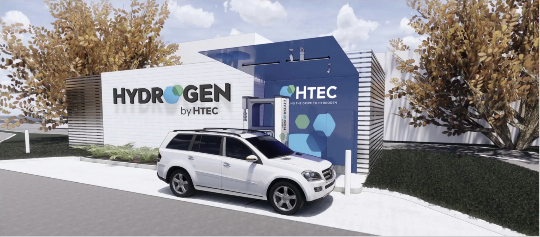 HTEC hydrogen station layout mockup