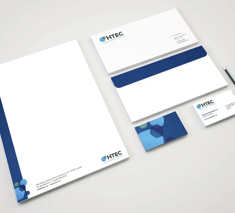 HTEC stationery and business card design