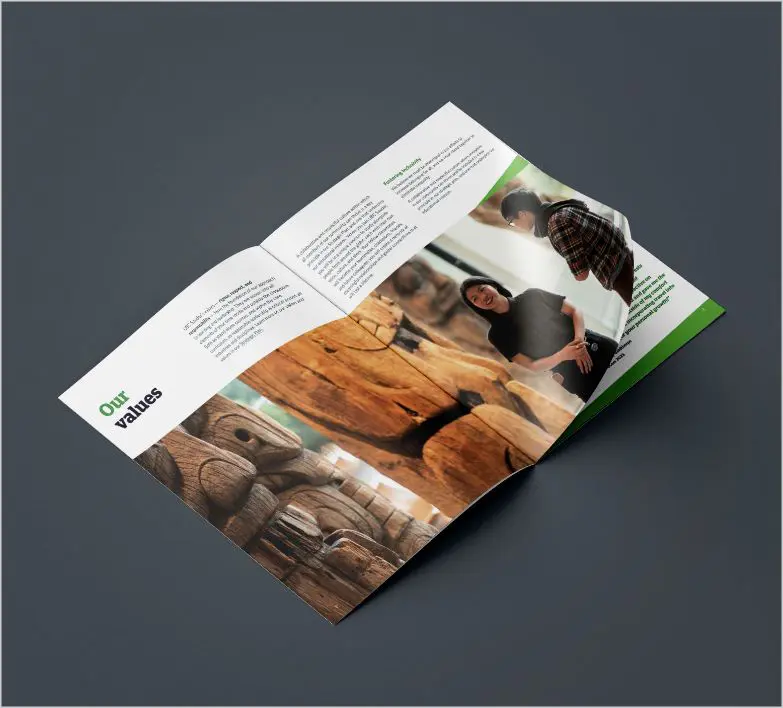 Internal pages of a brochure designed for UBC Sauder School of Business