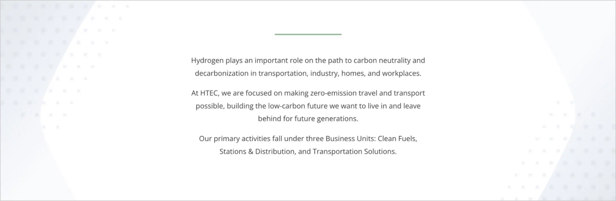 HTEC mission statement section from website homepage